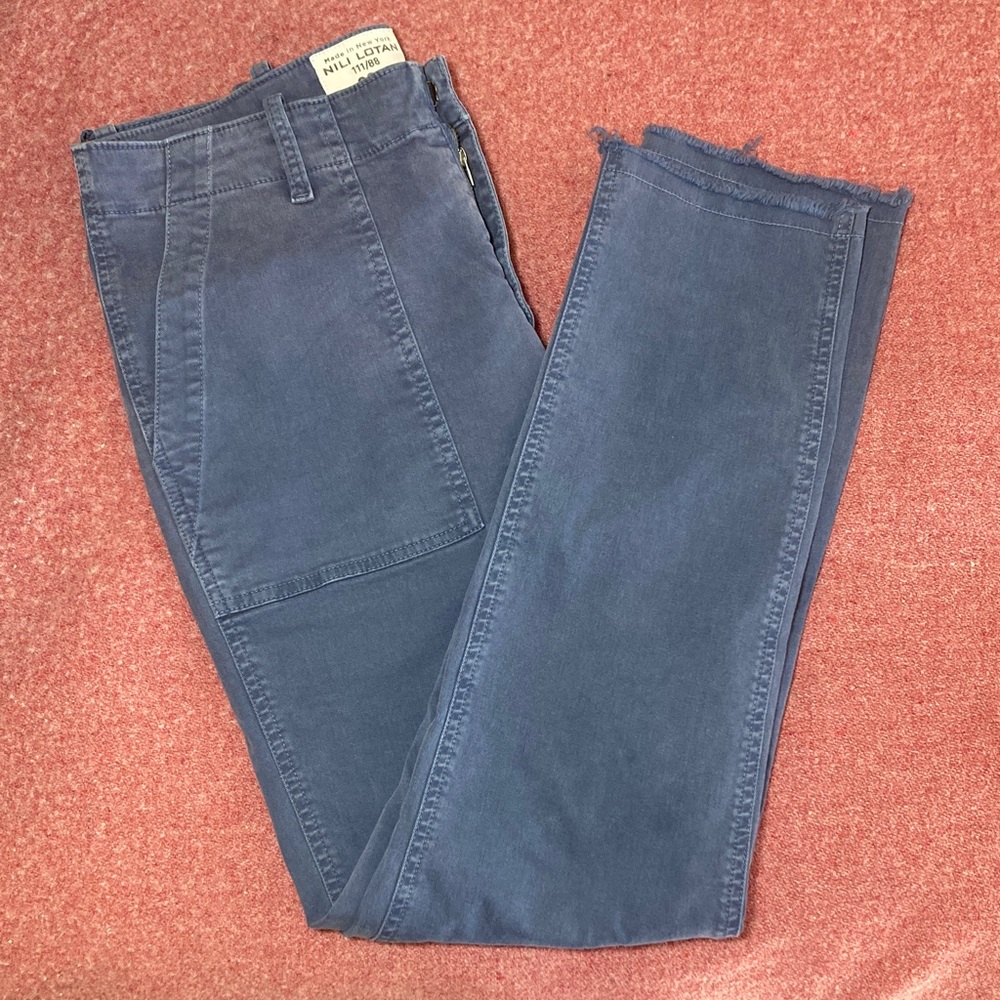 NILI LOTAN Jenna Cropped Raw-Edge Pants